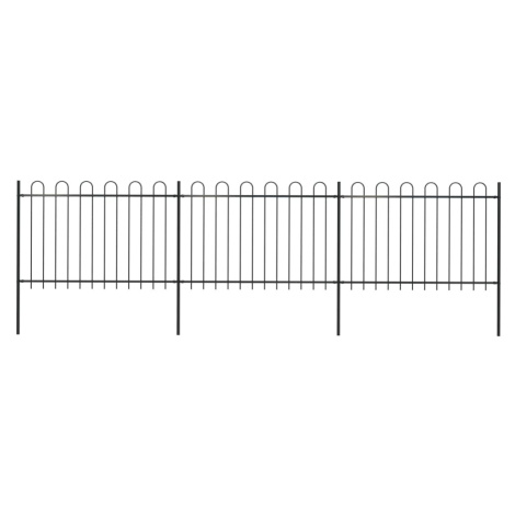 vidaXL Zahradní plot s obloučky ocelový 5,1 x 1,2 m černý
