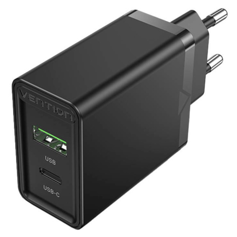 Síťová nabíječka EU USB-A (18 W) USB-C (20 W) Vention FBBB0-EU, 2,4 A, PD3.0 (černá)