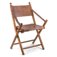 Estila Luxusní skládací židle Tarlton z kůže a dřeva Poly piel