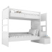 BAMI Bílá dětská patrová postel SIMONE s úložnými schody a policí 90x200 cm Zvolte šuplík: Dvoji