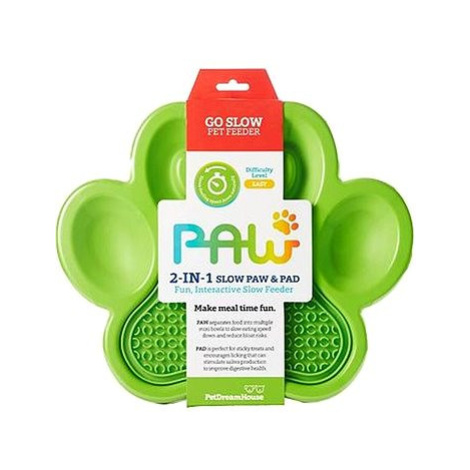 PetDreamHouse Interaktivní miska proti hltání Paw s lízací podložkou zelená 36cm