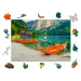 Puzzle Dřevěné Premium 3D Skládačka pro dospělé Lodě Hory A4 Krajina