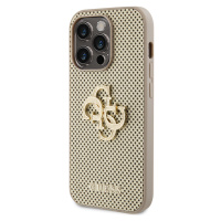 Zadní kryt Guess PU Perforated 4G Glitter Metal Logo pro Apple iPhone 15 Pro Max, zlatá