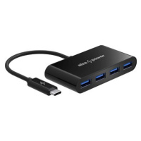 AlzaPower USB hub USB-C (M) na 4× USB-A 3.0 (F) černý