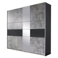 Šatní skříň CADENCE II imitace betonu/tmavě šedá, šířka 261 cm