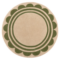 Flair Rugs koberce Ručně všívaný kusový koberec Lois Scallop Green kruh - 120x120 (průměr) kruh 