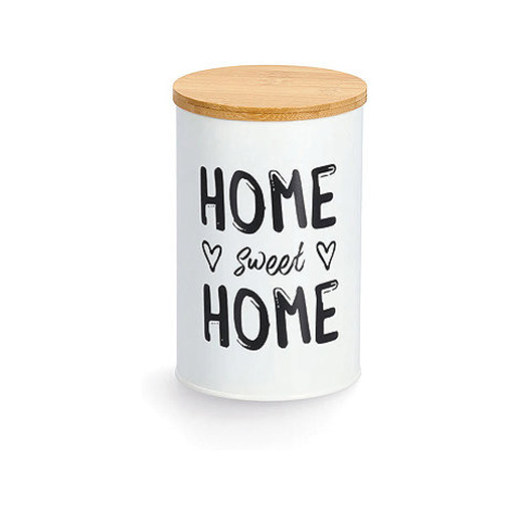 Zeller Kovová dóza s bambusovým víkem 1 l, 10,5 × 16,5 cm, bílá Home
