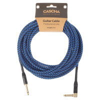 Cascha Professional Line Guitar Cable, Angled, Tweed Blue, 9 m