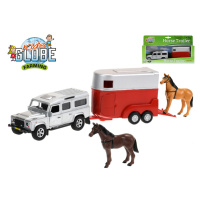 MIKRO TRADING - Kids Globe Farming auto Land Rover Defender kov 14cm zpětný chod s přívěsem pro 