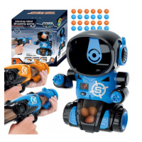 Střílející hra robot - 2 pistole na pěnové míčky a terč ve tvaru robota - modrá