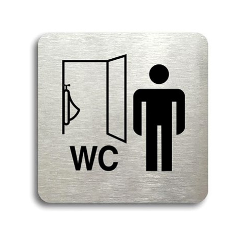Accept Piktogram "WC muži pisoár" (80 × 80 mm) (stříbrná tabulka - černý tisk bez rámečku)