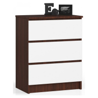 Ak furniture Komoda Kuba 60 cm - 3 šuplíky wenge/bílá