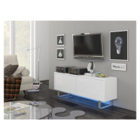 Televizní stolek BOKARO 1, bílá/bílý lesk, 5 let záruka