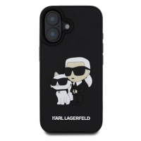 Karl Lagerfeld 3D Rubber Karl and Choupette Zadní Kryt pro iPhone 16 Plus Black