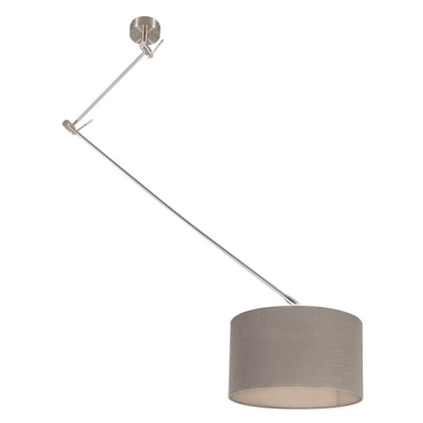 Závěsná lampa ocelová se stínidlem 35 cm nastavitelná taupe - Blitz I. QAZQA