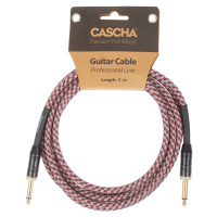 Cascha Professional Line Guitar Cable, Straight, Tweed Red, 3 m