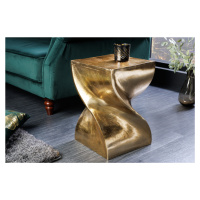 Estila Designový čtvereční art deco příruční stolek Twist se zatočeným designem v zlaté barvě 45