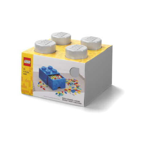 LEGO úložný box 4 s šuplíkem - šedá
