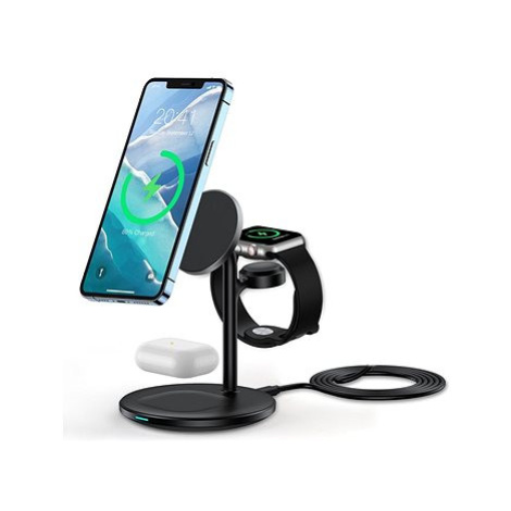ChoeTech 3 in 1 Holder MagSafe Wireless Charger for iPhone 12/13/14, Apple Watch and AirPods, bl