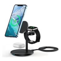 ChoeTech 3 in 1 Holder MagSafe Wireless Charger for iPhone 12/13/14, Apple Watch and AirPods, bl