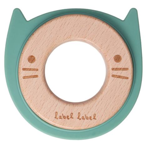 LABEL-LABEL - Kousátko Kočička dřevo & silikon, zelené