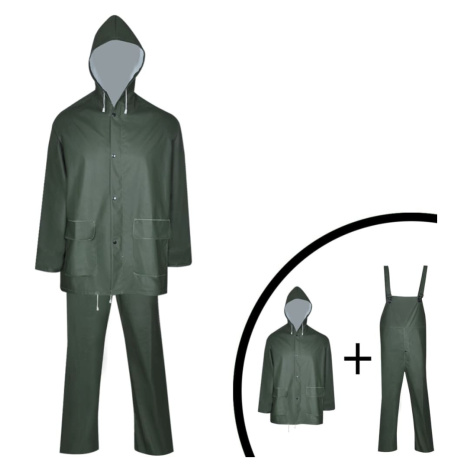 vidaXL Nepromokavý vysoce odolný 2dílný oblek s kapucí zelený XXL