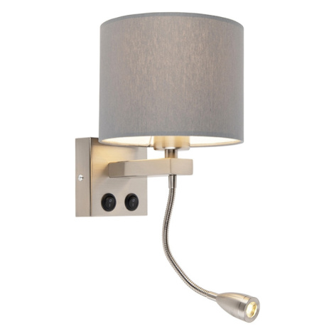 Moderní nástěnná lampa z oceli se šedým odstínem - Brescia QAZQA