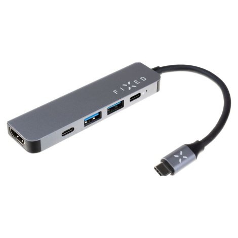 FIXED USB-C HUB Mini 5-portový pro notebooky a tablety šedý