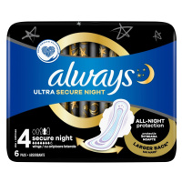 ALWAYS Ultra Hygienické Vložky Secure Night s křidélky velikost 4 - 6 kusů