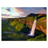 Fotografie Aerial of Seljalandsfoss waterfall at sunset,, Matteo Colombo, 40 × 30 cm