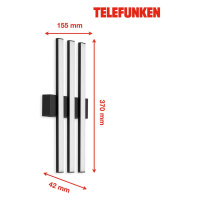 Telefunken LED venkovní nástěnné Graz přímé 3 zdroje černá