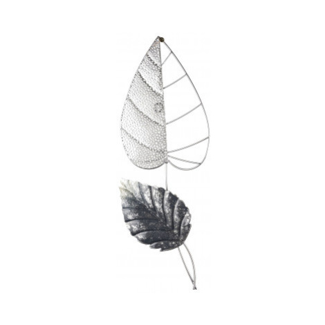 Kovová nástěnná dekorace Stříbrné listy, 20x50 cm Asko