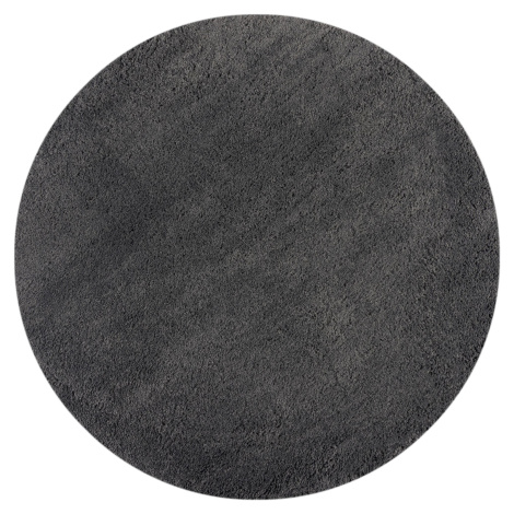 Flair Rugs koberce Kusový koberec Shaggy Teddy Charcoal kruh Rozměry koberců: 133x133 (průměr) k