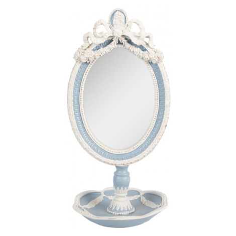 Modro-bílé stolní zrcadlo na podstavci ve stylu kameje Daphne – 14x13x28 cm Clayre & Eef
