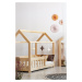 Domečková patrová dětská postel z masivního dřeva 90x200 cm v přírodní barvě Mila DMP Rozměr: 70