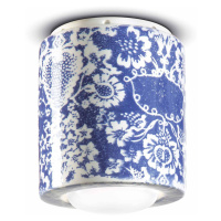 Ferroluce Stropní lampa PI, květinový vzor, Ø 12,5 cm modrá/bílá