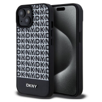 Pouzdro DKNY PU Leather Repeat Pattern Bottom Stripe MagSafe zadní kryt Apple iPhone 15 Black