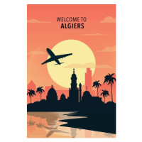 Ilustrace Welcome to Algiers, Algeria. Retro city, Illustrator, 26.7 × 40 cm