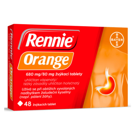 RENNIE ORANGE 680MG/80MG žvýkací tableta 48