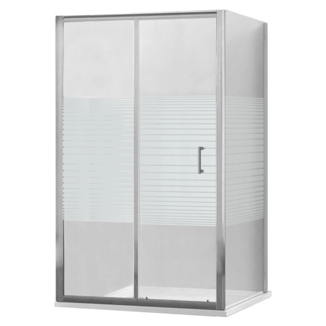 MEXEN/S Apia obdélníkový sprchový kout 140x80, transparent/pruhy, chrom + vanička 840-140-080-01