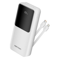 Vention 20000mAh Power Bank with Integrated USB-C and Lightning Cables 22.5W White LED Display T