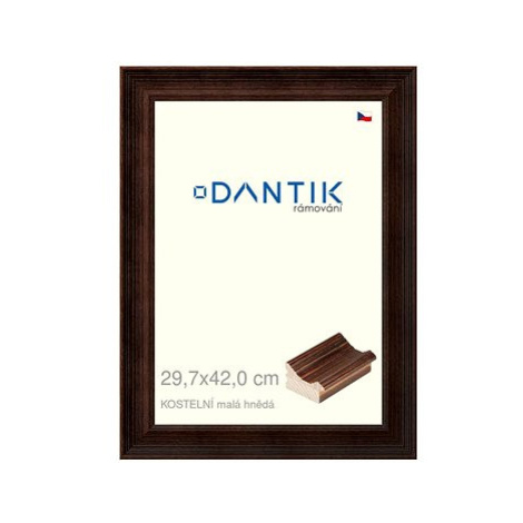 DANTIK rámeček 29,7 × 42, KOSTELNÍ malý hnědý plexi čiré