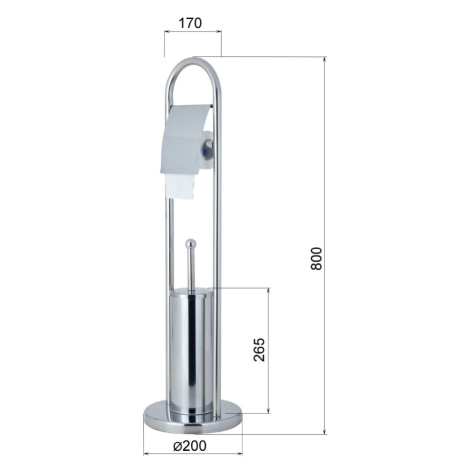 AQUALINE SAMBA stojan s podstavcem, WC štětkou a držákem toaletního papíru, chrom SB131