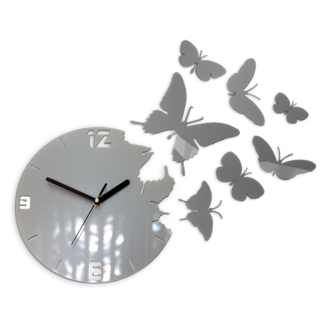 ModernClock 3D nalepovací hodiny Butterfly šedé