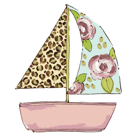 Malování podle čísel - LOĎ S LEOPARDÍ A KVĚTINOVOU PLACHTOU (HALEY BUSH) Rozměr: 80x100 cm, Rámo