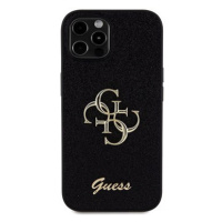 Guess PU Fixed Glitter 4G Metal Logo Zadní Kryt pro iPhone 12/12 Pro Black