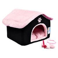 Petproducts Domek růžovo černý 40 × 40 × 34 cm