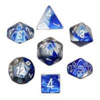 Sada kostek Chessex Gemini Blue-Steel/White Polyhedral 7-Die Set