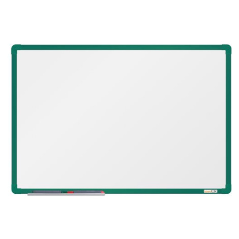 boardOK Bílá magnetická tabule s emailovým povrchem 60 × 90 cm, zelený rám