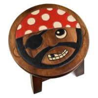 Oriental stolička dřevěná, dekor pirát